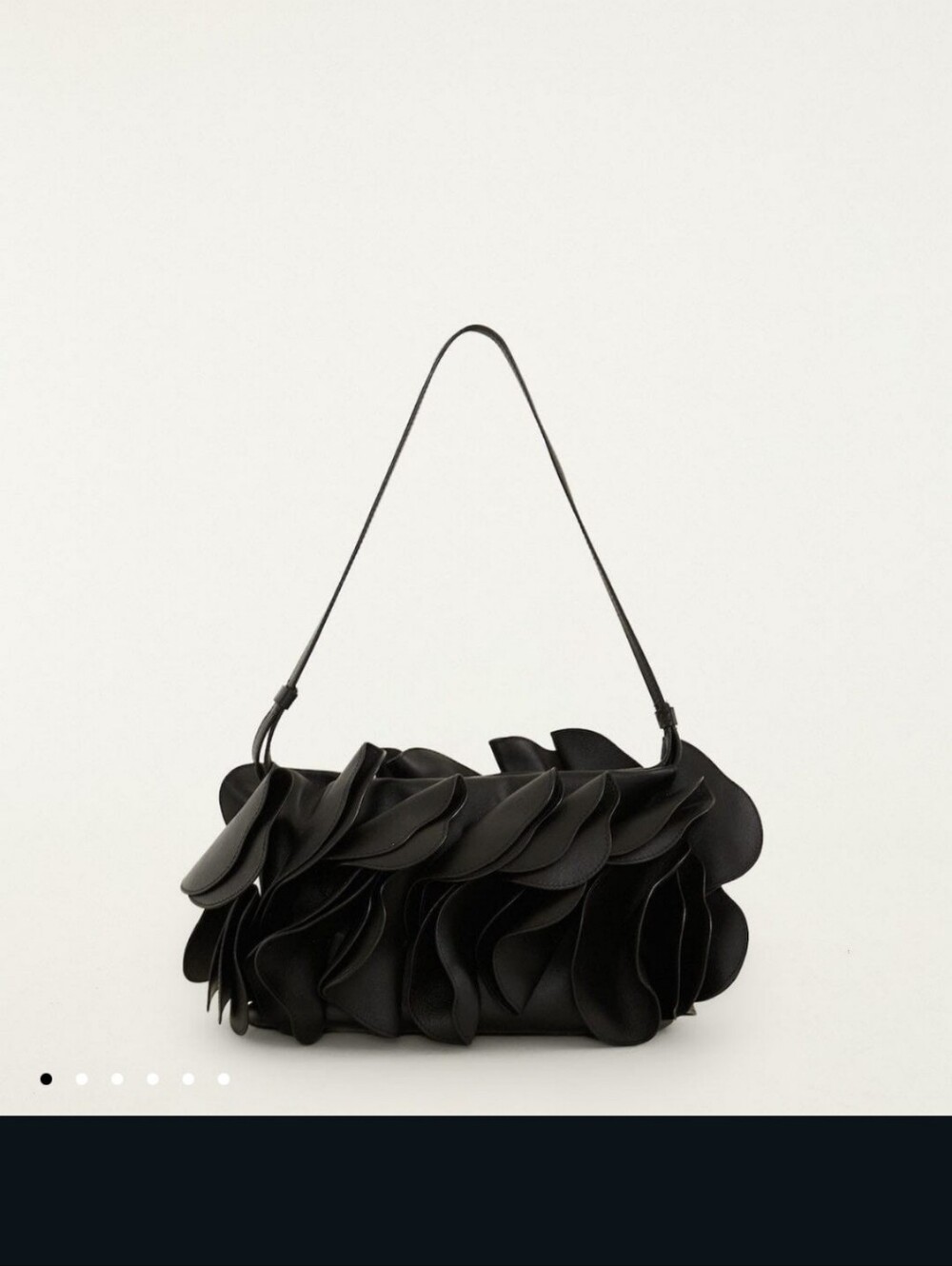 Farm Rio Black Leather Shoulder Flower Bag With Ruffle - Picture 3 of 6